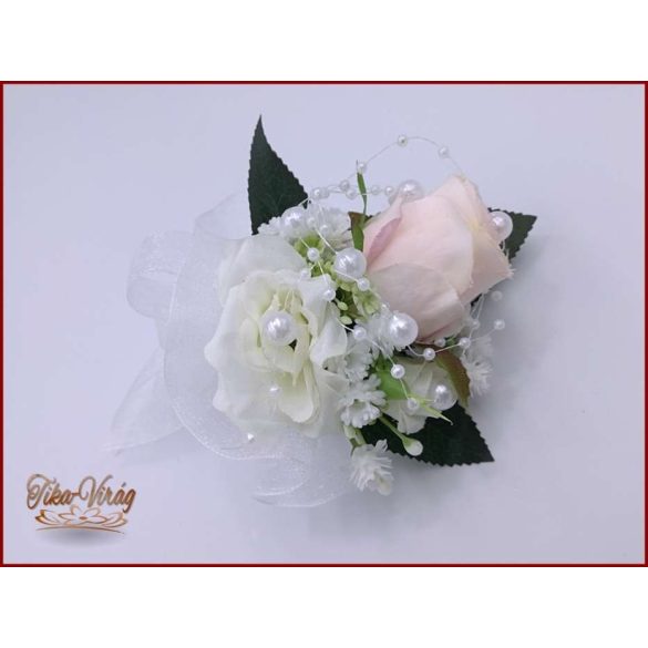 25 SZÁLAS RÓZSASZÍN-BARACKOS-FEHÉR-RÓZSÁS ÖRÖK-CSOKOR + kitűző 