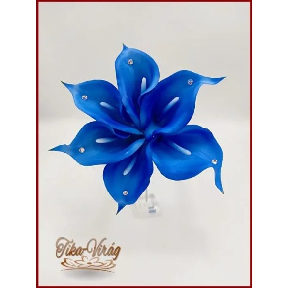 6 virágos Király-kék kálás örök-csokor, dobó-, koszorús-, szülőköszöntő-csokor 