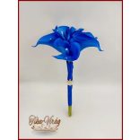 6 virágos Király-kék kálás örök-csokor, dobó-, koszorús-, szülőköszöntő-csokor 