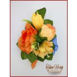 Kitűző, bokréta narancs rózsás 