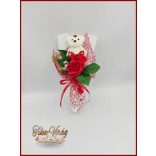 Piros szappan rózsa-piros macival 