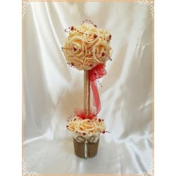   Örök-Szerelem barack-virágos fácska piros szívecskés díszítéssel 