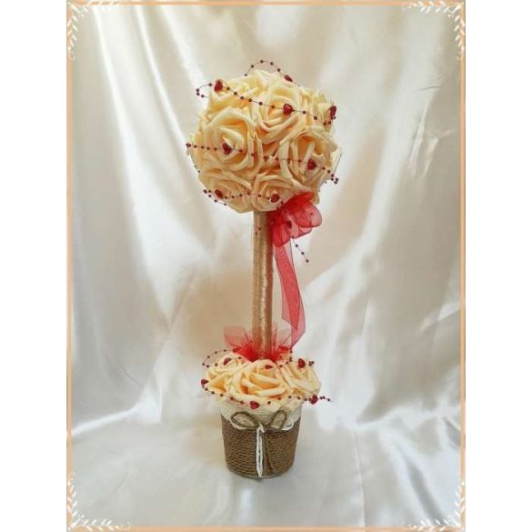 Örök-Szerelem barack-virágos fácska piros szívecskés díszítéssel 