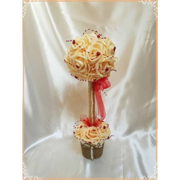 Örök-Szerelem barack-virágos fácska piros szívecskés díszítéssel 