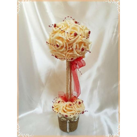 Örök-Szerelem barack-virágos fácska piros szívecskés díszítéssel 