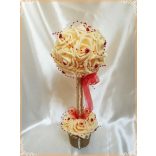 Örök-Szerelem barack-virágos fácska piros szívecskés díszítéssel 