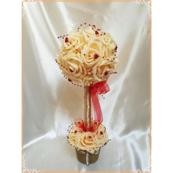 Örök-Szerelem barack-virágos fácska piros szívecskés díszítéssel 