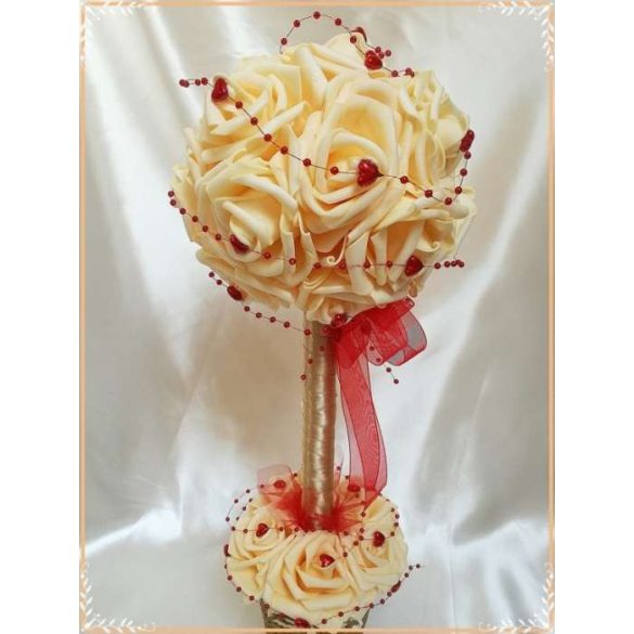 Örök-Szerelem barack-virágos fácska piros szívecskés díszítéssel 