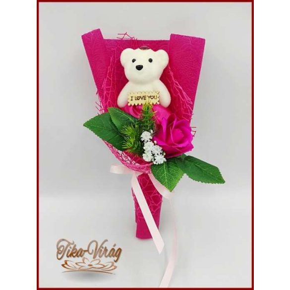 Pink szappan rózsa-pink macival 