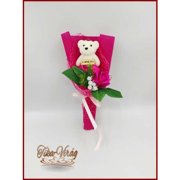 Pink szappan rózsa-pink macival 