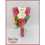 Mályva szappan rózsa-ekrü macival 