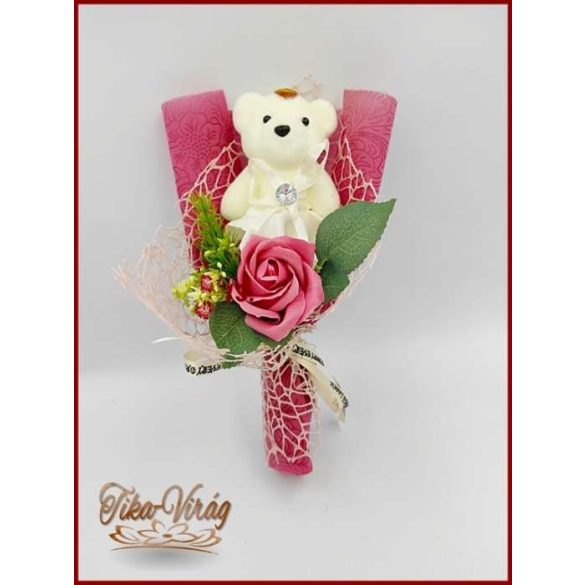 Mályva szappan rózsa-ekrü macival 