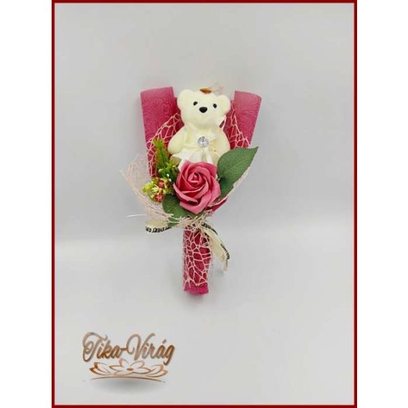 Mályva szappan rózsa-ekrü macival 