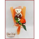 Narancs szappan rózsa-barna macival 