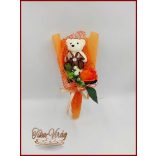 Narancs szappan rózsa-barna macival 