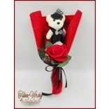 Piros szappan rózsa-fekete macival 