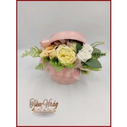 Púder-ekrü szappanvirág box 