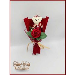 Bordó szappan rózsa-bordó macival 