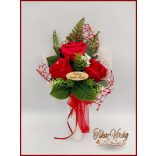 Szappanrózsa csokor piros 3 virágos 