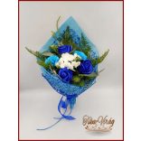 Kék vegyes szappanvirág csokor 