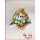 Tulipán-rózsa-hortenzia szappan-virágokból álló csokor 