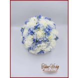 25 szálas fehér rózsa - kék rózsa díszítésű örökcsokor 