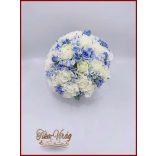 25 szálas fehér rózsa - kék rózsa díszítésű örökcsokor 