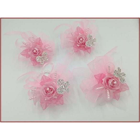 Rózsaszín-kálás csuklódísz lepkével 