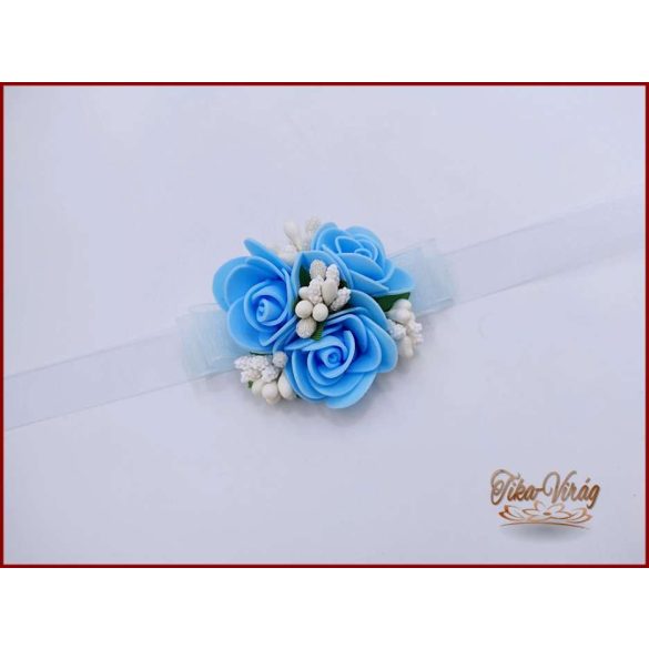 Csuklódísz világos kék-fehér 