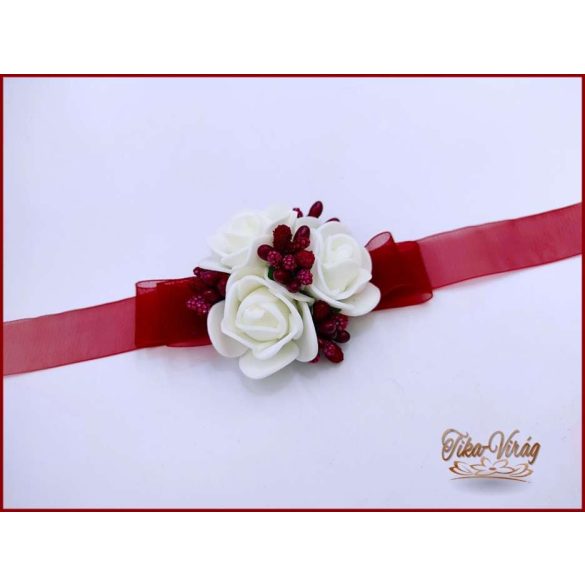 Csuklódísz fehér-bordó 