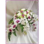 Lila-Fehér Orchideás-Rózsás zöld Hortenziás Örök-asztaldísz 