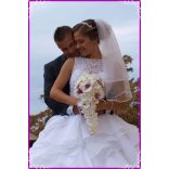 Lila-Fehér Orchideás-Rózsás zöld Hortenziás Örök-asztaldísz 