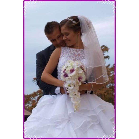 Lila-Fehér Orchideás-Rózsás zöld Hortenziás Örök-asztaldísz 