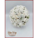 25 szálas fehér rózsás-ezüst díszítésű örök-csokor 