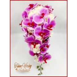 Lila orchideás - fehér rózsás örök-csokor 