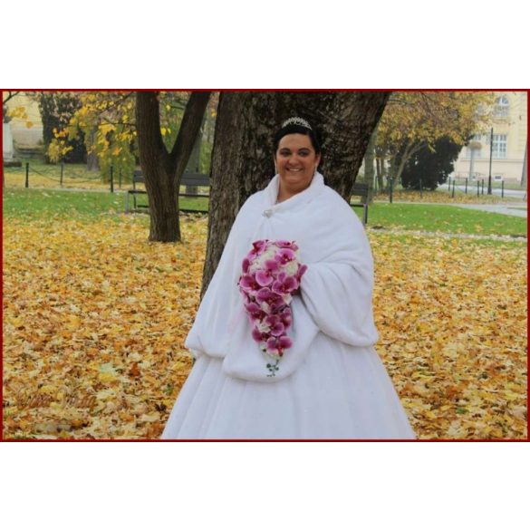 Lila orchideás - fehér rózsás örök-csokor 