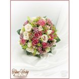 Antik-rózsaszínű-rózsákból álló örök-csokor + kitűzővel 