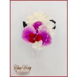 Lila orchideás - fehér rózsás kitűző, bokréta 