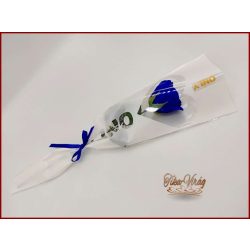 Kék színű szappanrózsa díszcsomagolásban 