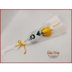 Sárga színű szappanrózsa díszcsomagolásban 