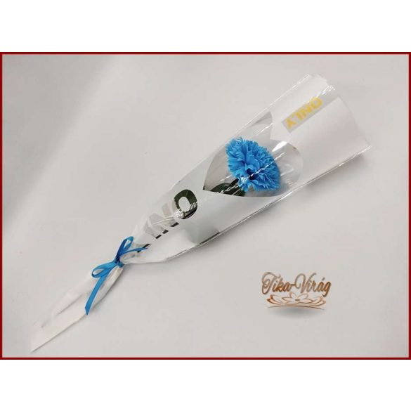 Kék színű szappanszegfű díszcsomagolásban 