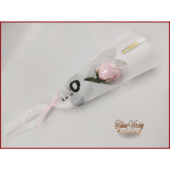 Rózsaszín színű szappanrózsa díszcsomagolásban 