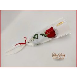 Piros színű szappanrózsa díszcsomagolásban 