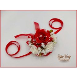 Piros rózsás csuklódísz 