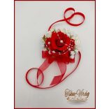 Piros rózsás csuklódísz 