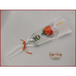 Narancssárga színű szappanrózsa díszcsomagolásban 