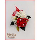 Piros rózsás kitűző, bokréta 