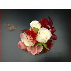 Burgundi díszítésű pasztell-mályvás csuklódísz 