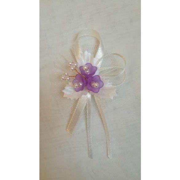 1" bokréta, kitűző ekrü-lila 