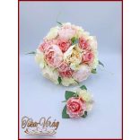 VINTAGE RÓZSASZÍN PEÓNIÁS ÖRÖK-CSOKOR+KITŰZŐVEL 